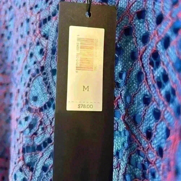 NWT Banana Republic blue lace blouse with red stitching - Picture 2 of 5